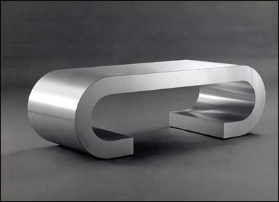 Catalog Item #1600 - Brushed Aluminum Curved Cocktail Table