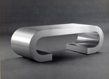 #1600 Brushed Aluminum Curved Cocktail Table